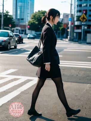 【黒スト】黒タイツや黒パンストを履いたOLさんをこっそりと撮影した三次盗撮風画像【AI画像】