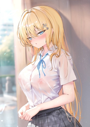 「学校来るとき濡れちゃった♡」着衣濡れ透け女の子画像♪