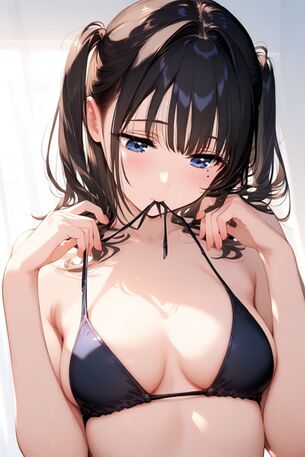 【AIイラスト】黒ビキニを着た女の子のAI画像まとめ【アニメ調】 Part 2 [AI Generated]