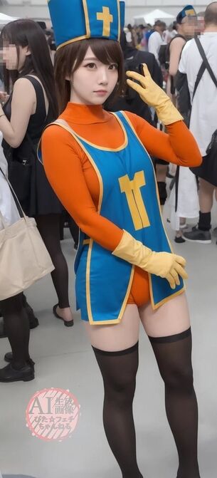 【DQ3】女僧侶の恰好をしたコスプレイヤーさんの画像生成を試みたら、少しアレンジが加わってしまった三次風画像【AI画像】