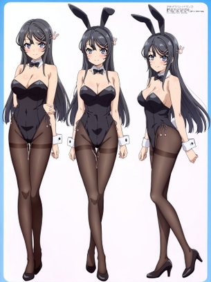 『AIエロ画像』【青春ブタ野郎はバニーガール先輩の夢を見ない】桜島麻衣ちゃんのAI画像を大量作成 その1-1