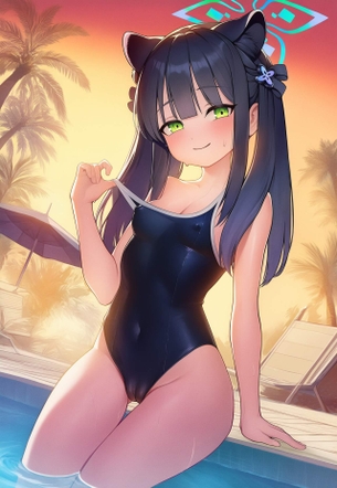 濃紺のスクール水着と可愛いロリっこの組み合わせが萌えっちぃ画像♪ ㉚