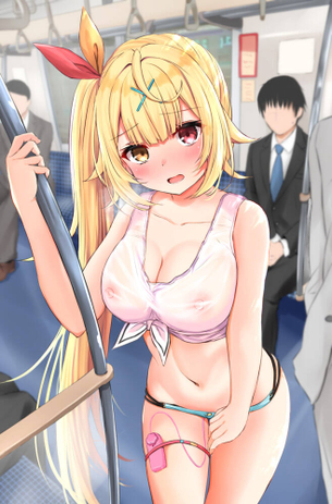 【二次】沢山の人の中で羞恥プレイや露出プレイを嗜む女の子のエロ画像