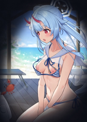 はしゃぎすぎて水着が外れちゃう女の子　その３５