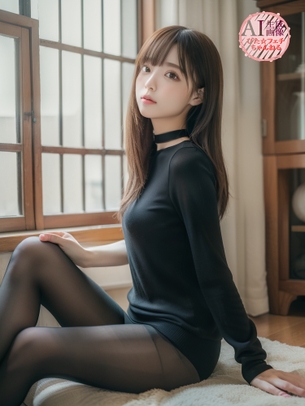 【ポトレ】黒タイツ女子のポートレート風AIグラビア画像【AI写真】