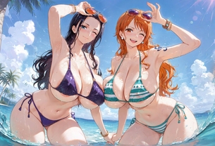 【二次エロ】マイクロビキニで男を欲情させる痴女の二次エロ画像 その46