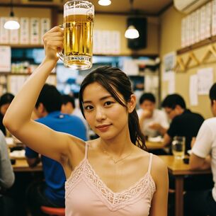 【AI腋毛画像】AI腋毛お姉さんと居酒屋でビールを飲みたい [AI Generated]