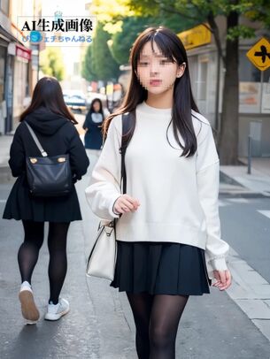 【街撮り】屋外でこっそり撮影した黒タイツ女子や黒パンスト女子の盗撮風画像 part4【AI画像】