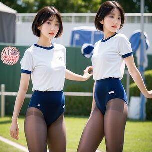 【黒スト】ブルマーの下に黒タイツを履いてる女の子をこっそり撮影した三次盗撮風画像 part2【AI画像】