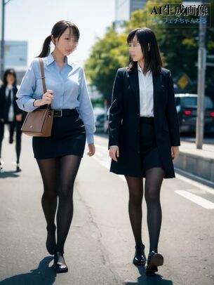 【黒スト】黒タイツや黒パンストを履いたOLさんをこっそりと撮影した三次盗撮風画像 part2【AI画像】