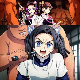 【鬼滅の刃】キモおじ集団の蝶屋敷強襲！神崎アオイを人質にとられて逆らえない胡蝶しのぶと栗花落カナヲ！