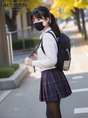 【JK】黒パンストや黒タイツを履いた女子校生ちゃんを街撮りした三次盗撮風画像 part9【AI画像】