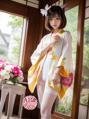 【白タイツ】和服と白パンストのコーデが見たかったので生成してみた白スト和装女子の三次風画像【AI画像】