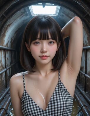 【AI腋フェチ画像】廃坑で腋を見せてくれるAI美女 [AI Generated]