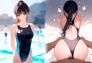 【二次エロ】清楚でクールな黒髪ロングの水泳部部長とどすけべエッチ