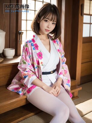 【着物】白タイツや白パンストと和服の組み合わせを見てみたくて生成した白スト和装女子の三次風画像 part2【AI画像】