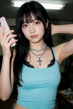【AI腋フェチ画像】スマホを構えるAI美女の腋が見える [AI Generated]