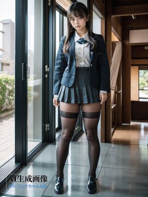 【黒ストJK】黒パンストや黒タイツを履いた女子校生の三次風画像 part4【AI画像】