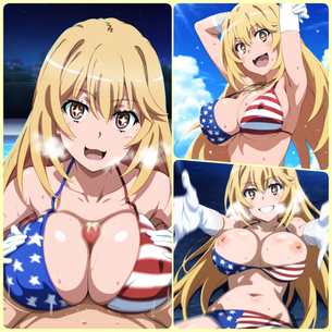 【画像】「とある科学の超電磁砲」エロ乳食蜂操祈がアメリカ柄ビキニが似合い過ぎてナイトプールH