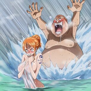 【エロ画像】ワンピースヒロイン敗北レイプ！ナミが温泉でキモオヤジ達に囲まれ輪姦レイプされたり…他まとめ