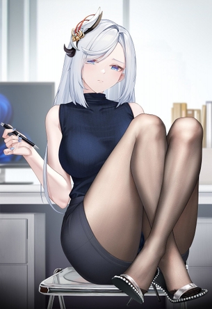 【黒スト】ノースリーブセーターと黒タイツ脚の相性の良さを再確認したい縦セタ女子の二次画像【着衣おっぱい】