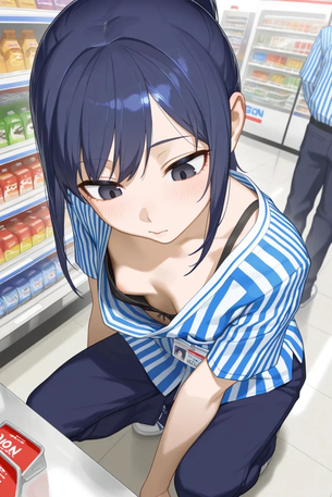 【二次エロ】近くのコンビニに新しく入ったバイトの子の胸チラ・・・