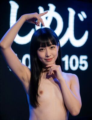 【AI貧乳腋毛画像】イベントステージに立つAI美女の腋毛とおっぱい [AI Generated]