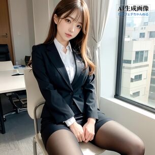 【黒スト】オフィスで撮影された黒パンストOLさんの三次風画像 part2【AI画像】