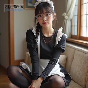 【黒スト】黒タイツや黒パンストを履いたメイドさんの三次風画像 part1【AI画像】