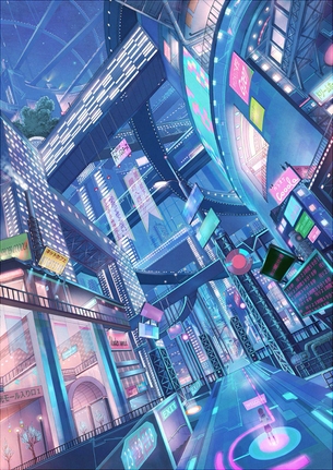 【二次】広大かつ幻想的な背景に人間が一人みたいな画像ください