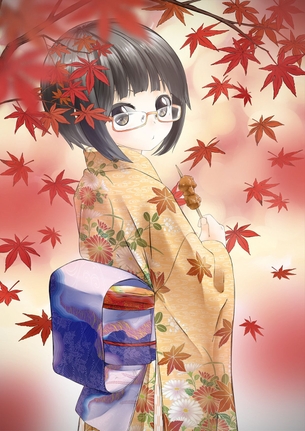 メガネ掛けたカワイイ女の子の虹画像