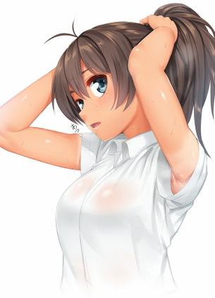 【二次】ちょっと汗ばんで芳しい匂いが漂ってきそうな美女の腋エロ画像