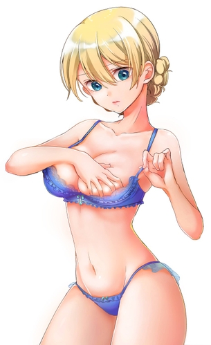 【二次】可愛いデザインが売ってないと不満漏らしがちな巨乳ブラジャー美女のエロ画像