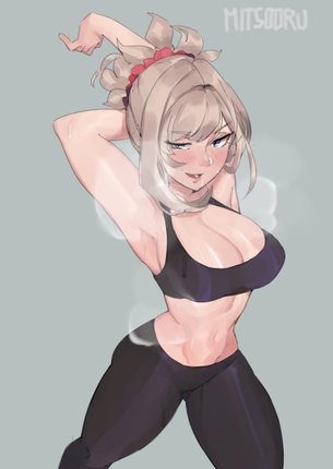 【一人エッチじゃないよ】運動前のストレッチする女子達の二次エロ画像
