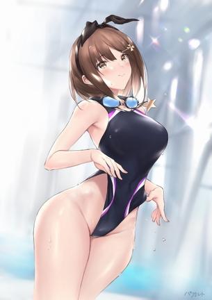 【食い込み】水着の鋭いハイレグと鼠径部がエロい二次画像
