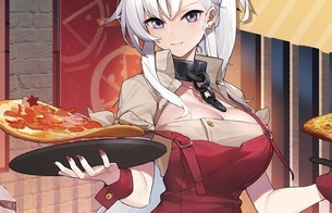 『アズールレーン』ピザハットとコラボしてエロいムチムチおっぱいの制服姿のエロ衣装！