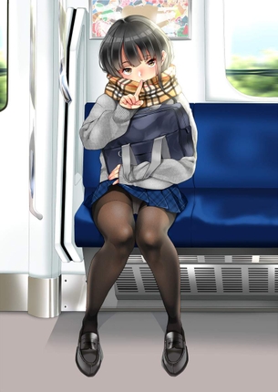 【二次】電車内で見かけたらつい無音カメラアプリをDLしたくなる“パンチラ胸チラ少女”のエロ画像