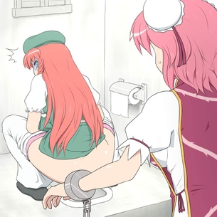 【無施錠の悲劇】トイレいきなり開けられて慌てる女子達の二次エロ画像
