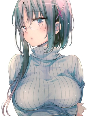 【二次】ピッタリ系のセーターを着て冬でも男を視線集めに余念のない“巨乳セーター女子”のエロ画像