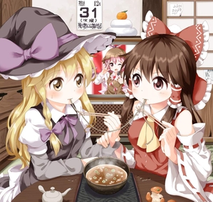 【年越し】蕎麦を食べてる女子達の二次画像