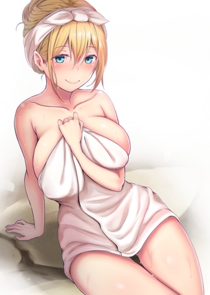 【二次】ここで主人公ならハラリと解けるラッキースケベ起こりがちな“バスタオル美女”のエロ画像