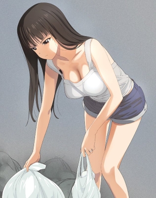 【二次】ゴミ出しだったり前屈みな体勢でおっぱいがチラリと見えちゃってる“胸チラ女子”のエロ画像