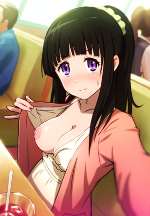 【二次】巨乳女子の貧乳に対するマウンティング兼悪ふざけの場と化してる“店内おっぱいチャレンジ”のエロ画像