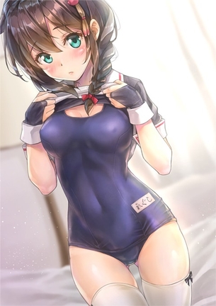 【二次】この形は既に滅んでしまって大半は短パンスタイルになってしまった懐かい“旧式スク水”のエロ画像