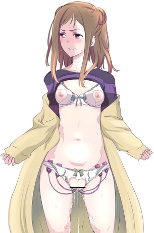 パンツの中にバイブを仕込んでオナニーしてる変態痴女の二次元エロ画像