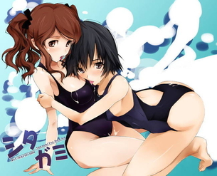 競泳水着の二次元エロ画像。