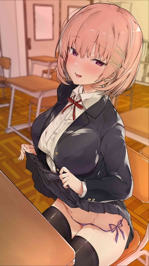 コレ穿いてるだけでめっちゃビッチ感出るww エッチな紐パン誘惑女子♪