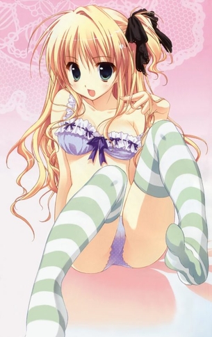 しましまのニーソックスを履いた女の子の二次エロ画像