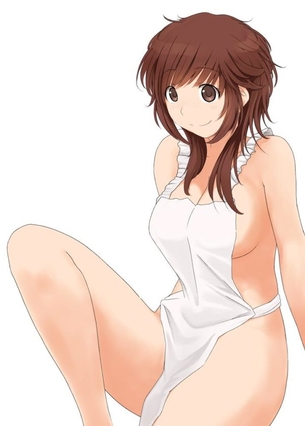 裸エプロンの虹エロ画像