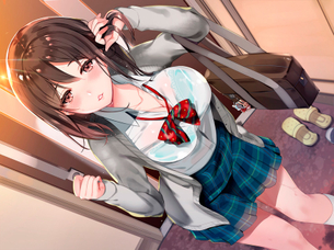 【2学期まで見納め】透けブラしてる夏服JKの二次エロ画像